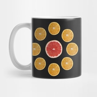 Ruby Grapefruit and Orange Halves in Polka Dot Pattern Mug